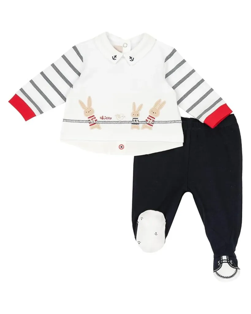 Chicco Set za bebe Navy, Bijelo-crni