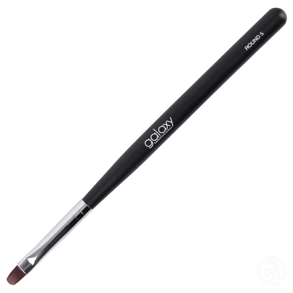 Galaxy Professional Četkica za gel tehniku Round 5, Sa Sintetičkom Dlakom,Crna