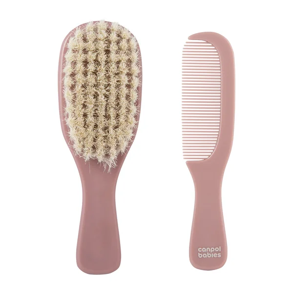 Canpol babies Češalj i četka za bebe Natual bristles, Roze