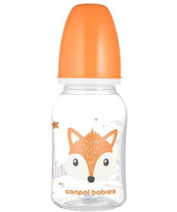 Canpol Babies flašica za bebe 120ml Cute animals 11/851 - Orange