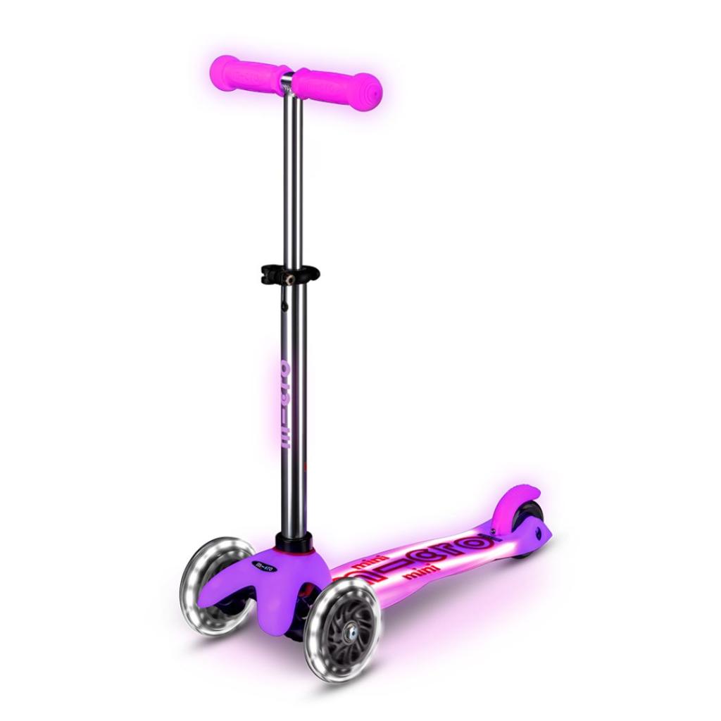 Micro Romobil Mini Deluxe Glow LED Plus Frosty, Roze