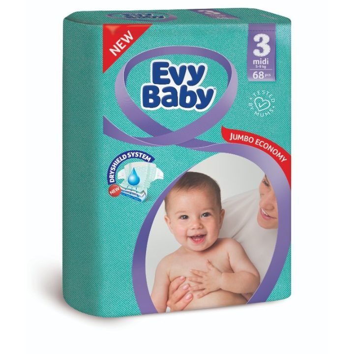 Evy baby pelene jumbo 3 midi 5-9kg 64kom 3 u 1