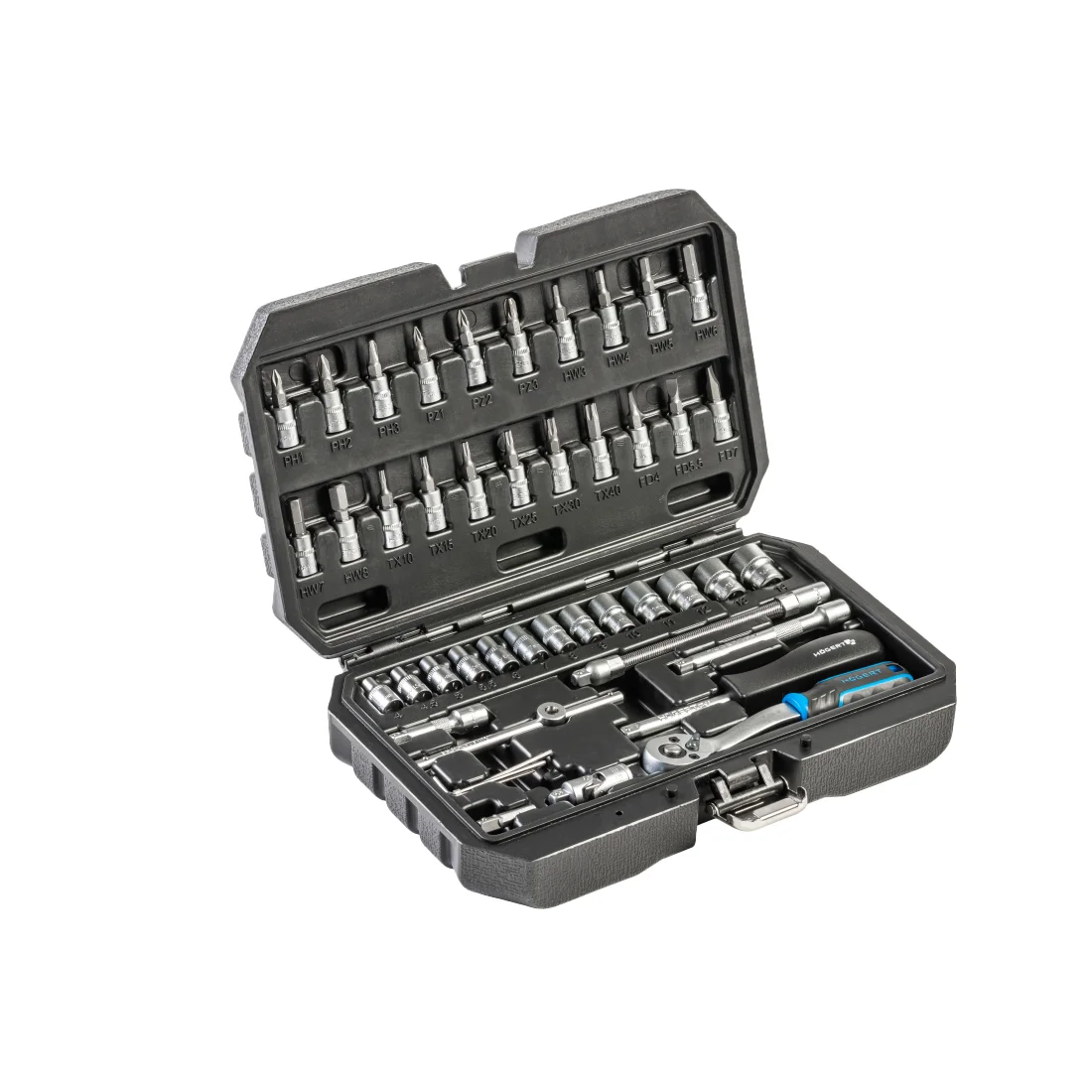 Hoegert 46-dijelni set nasadnih ključeva 1/4" HT1R216, Crni