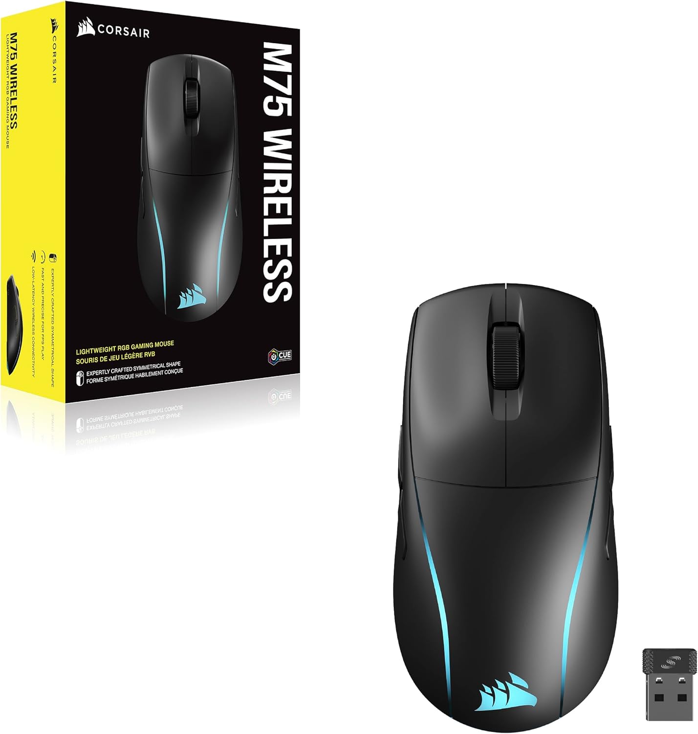 Corsair gejmerski miš M75 bežični, BEŽIČNI gejmerski miš, crni