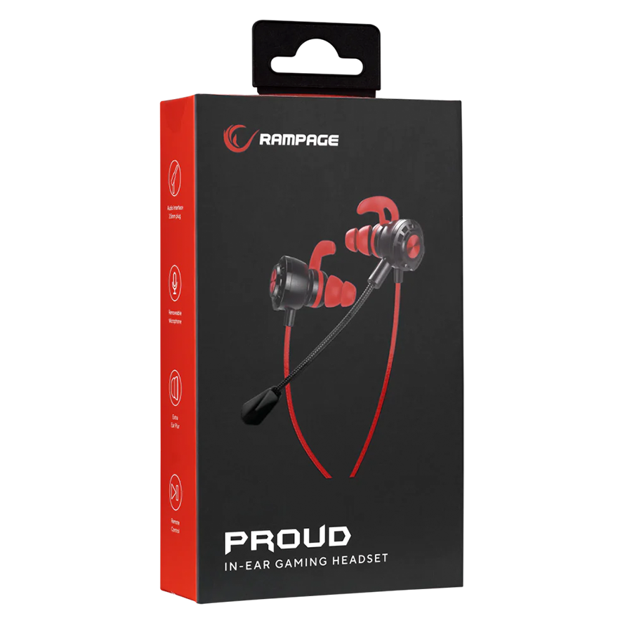 Rampage Gaming slušalice sa mikrofonom RM-K36 PROUD 35238, 3.5mm, Gaming Red In-Ear Headphone, Dual Mic, Detachable long mic