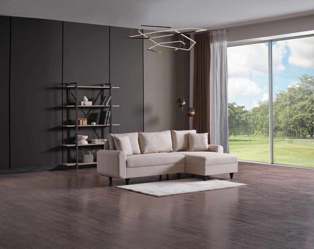 Atelier del Sofa Ugaona sofa na razvlačenje Flavia, 230x72x125 cm, Siva