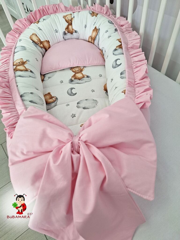 Bubamara037 Gnezdo za bebe sa karnerom Mede, Roze