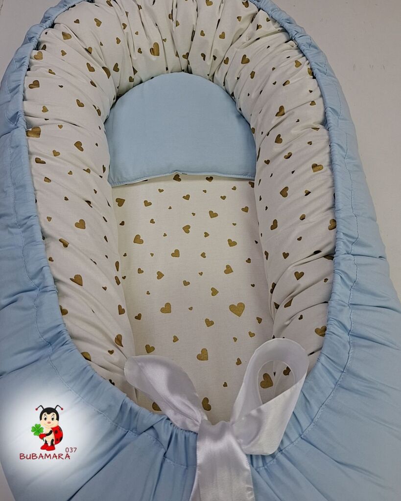 Bubamara037 Gnezdo za bebe Zlatna srca, Svetloplavo