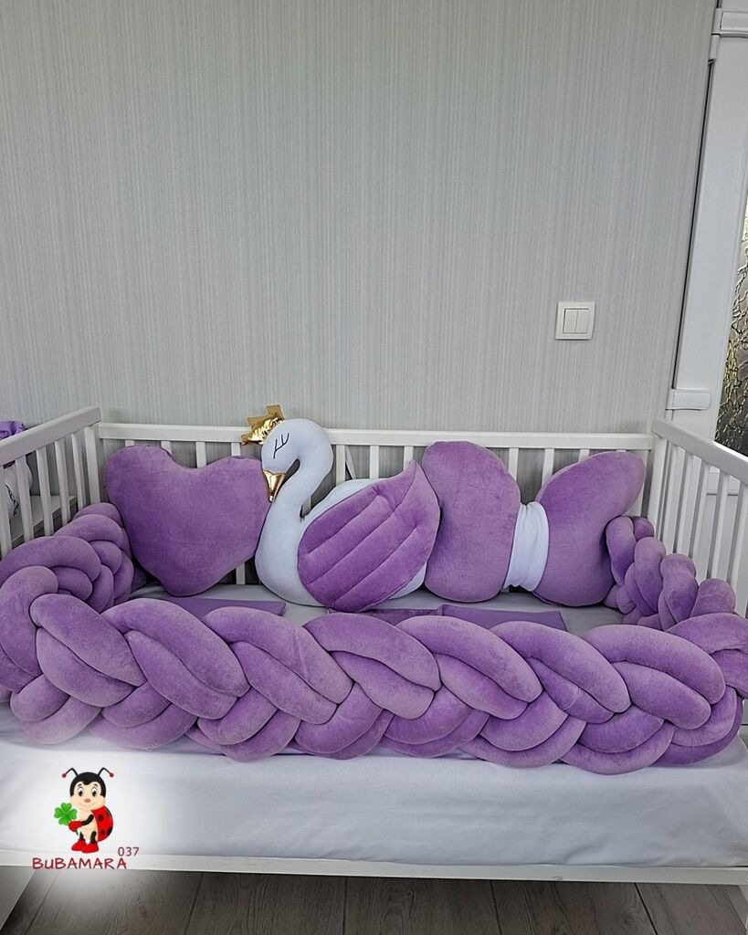 Bubamara037 Pletenica za krevetac, Šestostruka, 180cm, Ljubičasta