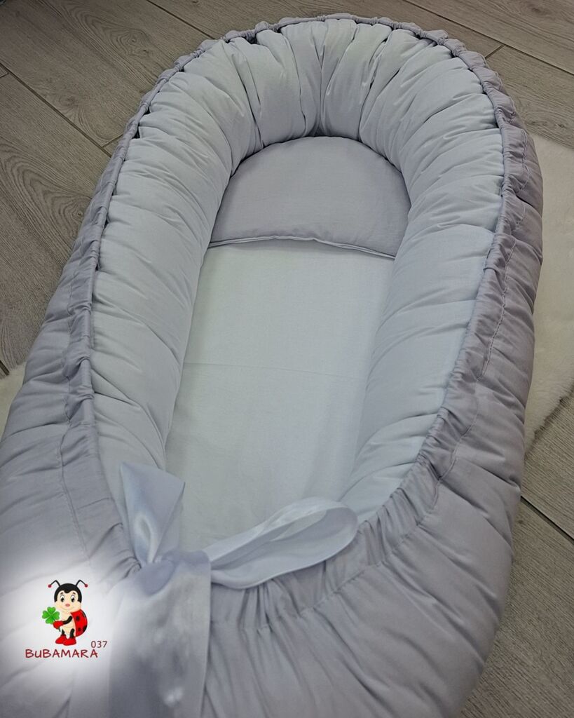 Bubamara037 Gnezdo za bebe, Svetlosivo-belo