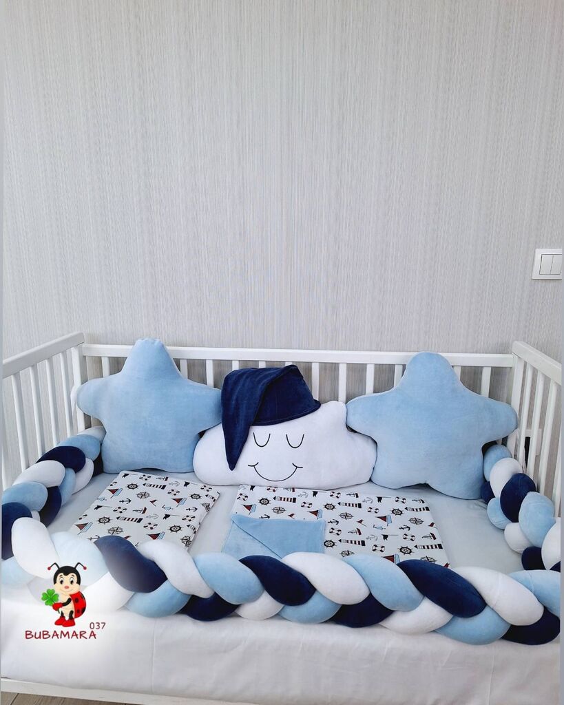 Bubamara037 Pletenica za krevetac, Trostruka, 180cm, Plava