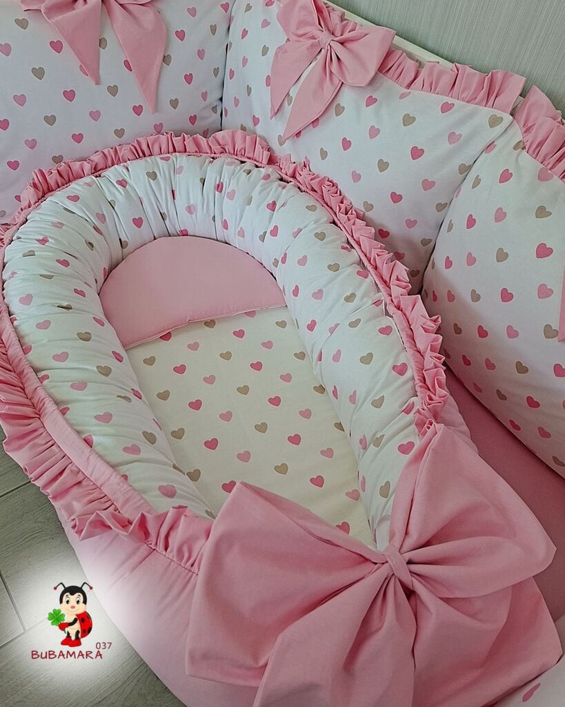 Bubamara037 Gnezdo za bebe sa karnerom Srculenca, Roze
