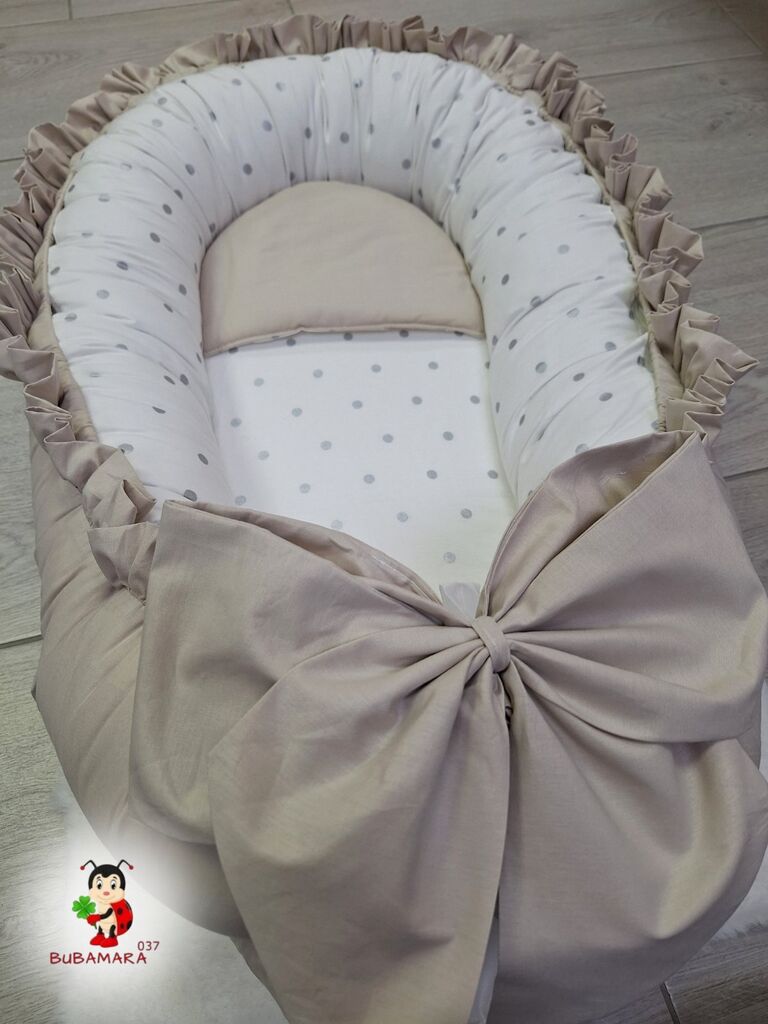 Bubamara037 Gnezdo za bebe sa karnerom Srebrne tufne, Bež