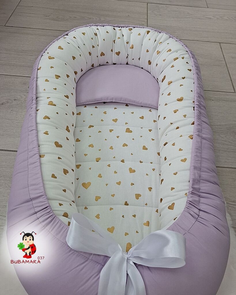 Bubamara037 Gnezdo za bebe Zlatna srca, Lavanda