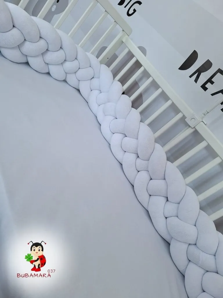 Bubamara037 Pletenica za krevetac, Četvorostruka, 240cm, Bela