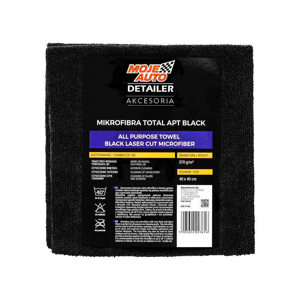 Amtra Krpa Microfiber Apt Crna 370G/M2 40X40Cm Laserski Rez