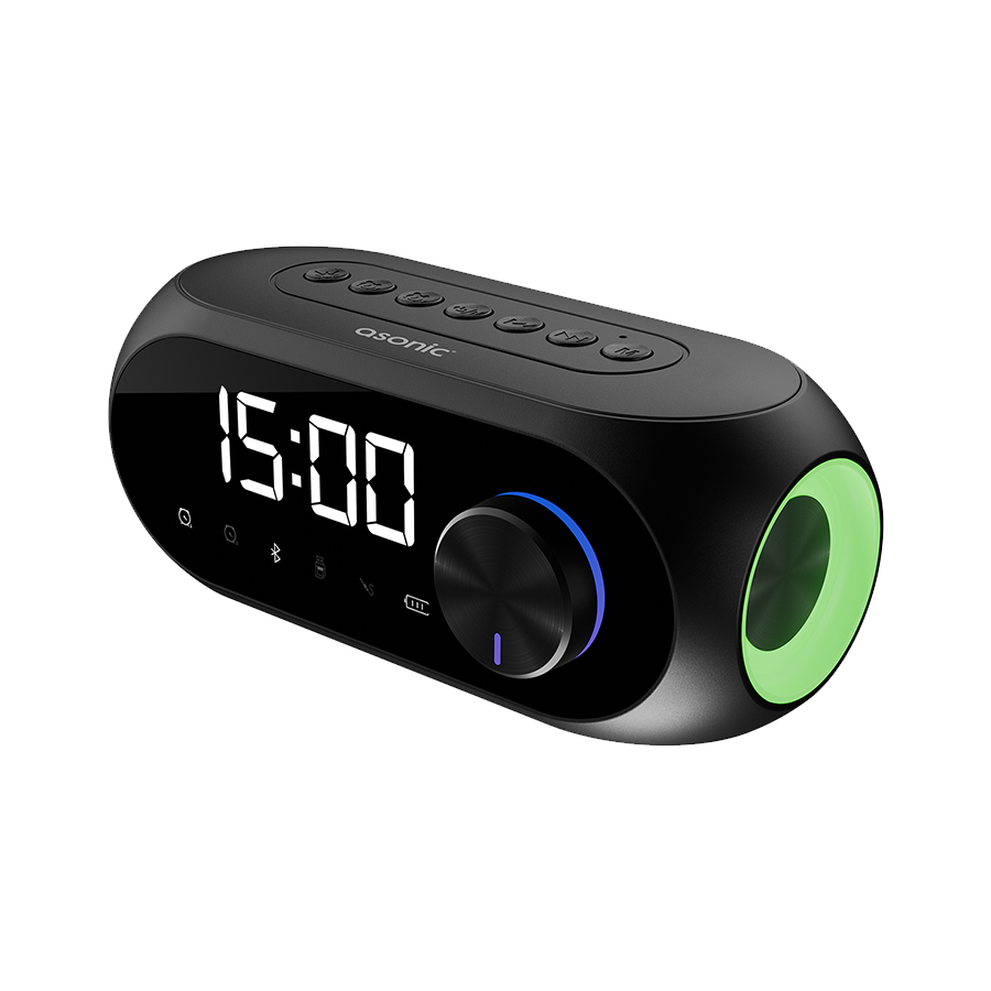 Asonic Digitalni sat sa zvučnikom i alarmom 40522, Bluetooth, AS-W6, 1200mAh 5W, Crni