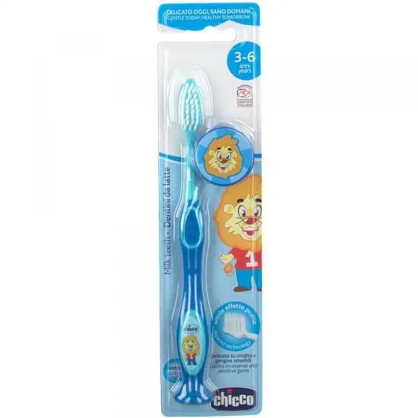 CHICCO Četkica za zube Tiger, 3-6 godina, Plava