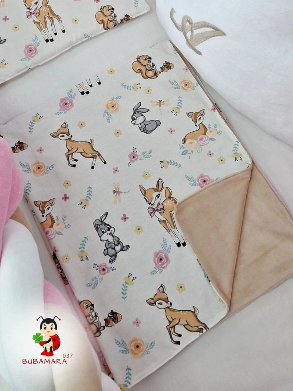 Bubamara037 Pokrivač za bebe Bambi, Belo-Krem