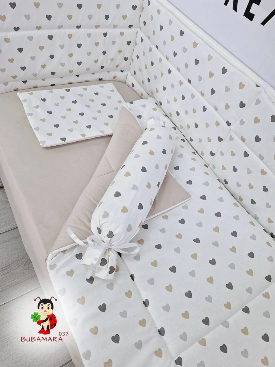 Bubamara037 Set za krevetac sa ravnom ogradicom, 120x60cm, Šareni