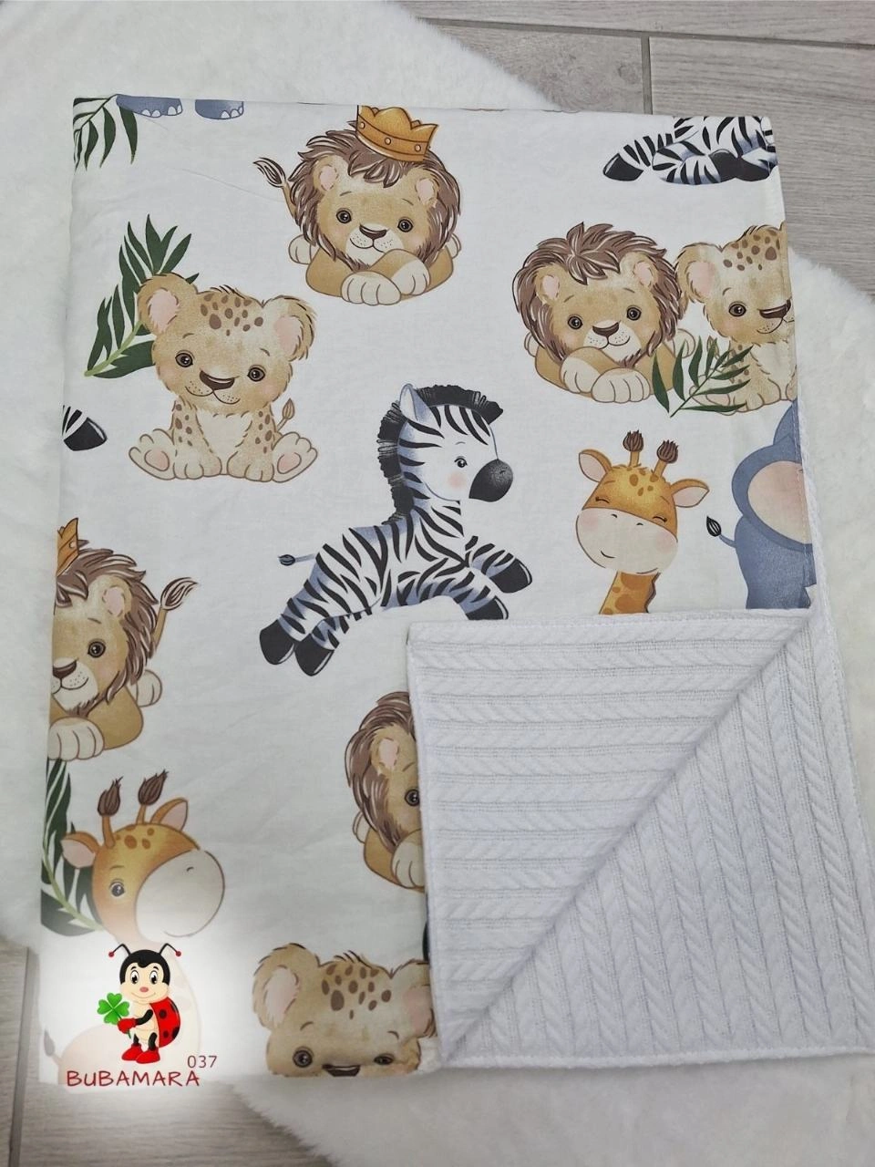 Bubamara037 Pokrivač za bebe Životinje, Beli