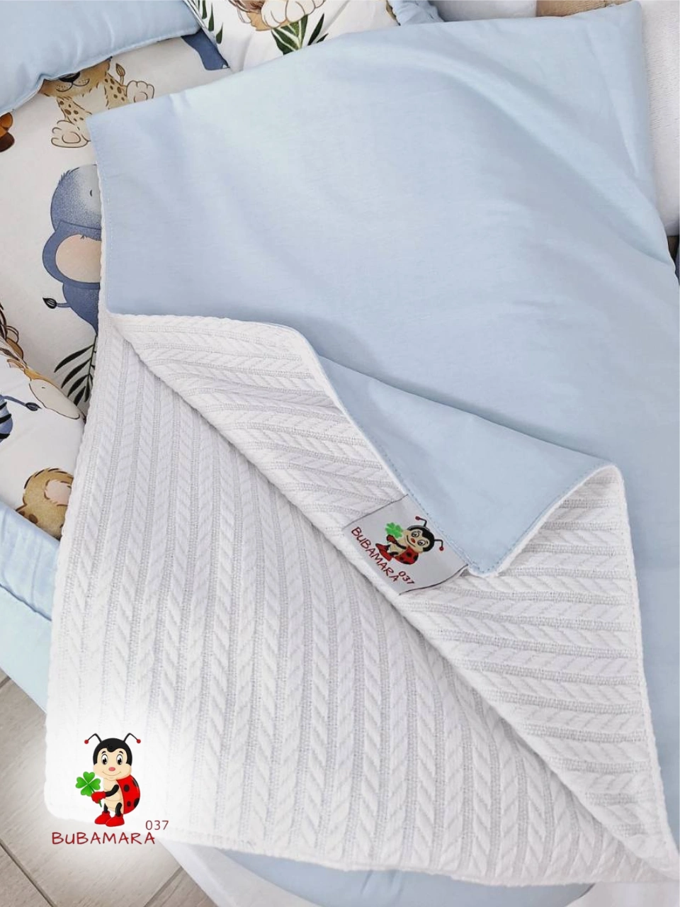 Bubamara037 Pokrivač za bebe, Plavo-Beli