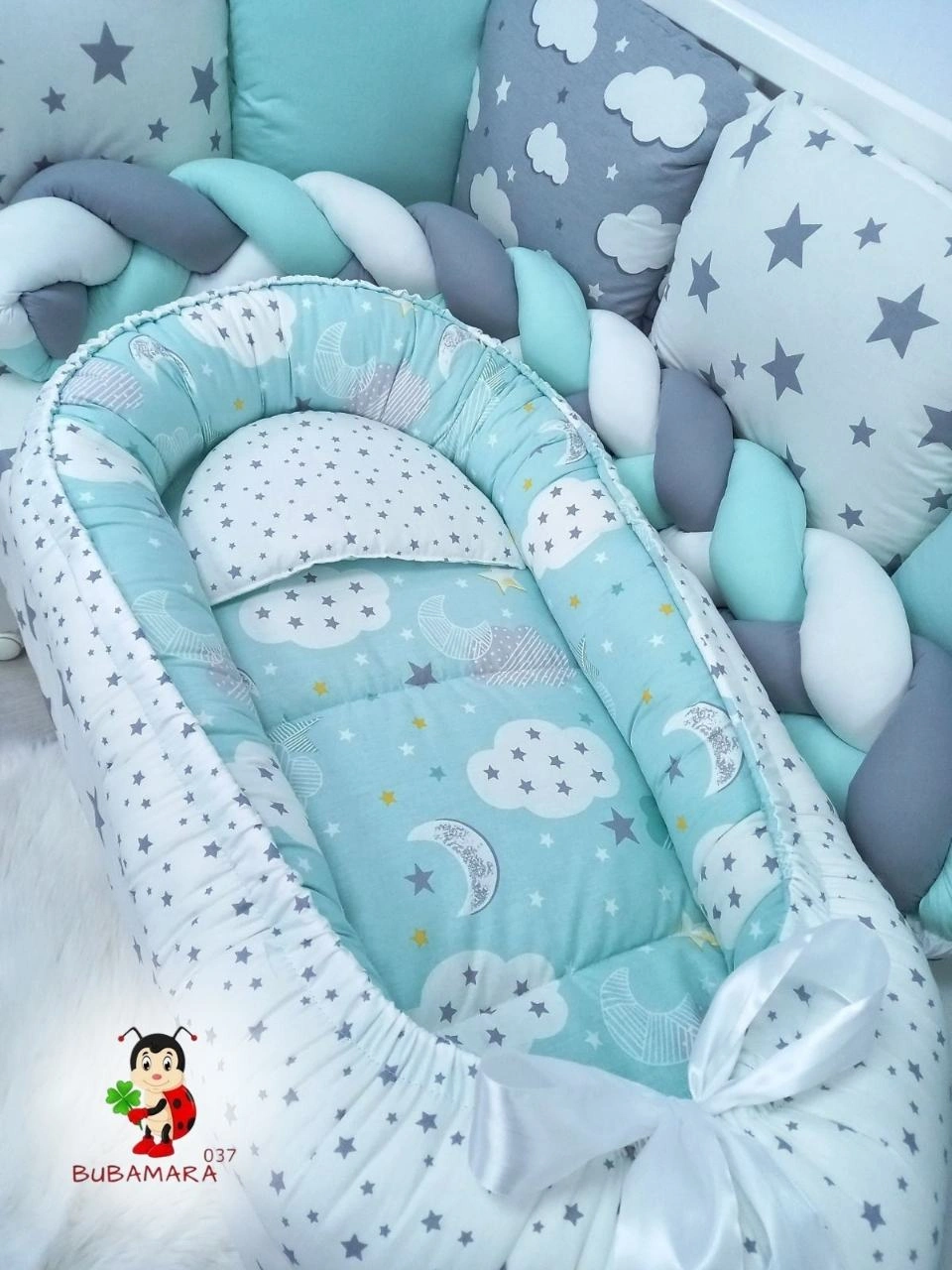 Bubamara037 Pletenica za krevetac, Trostruka, 120 cm, Plava