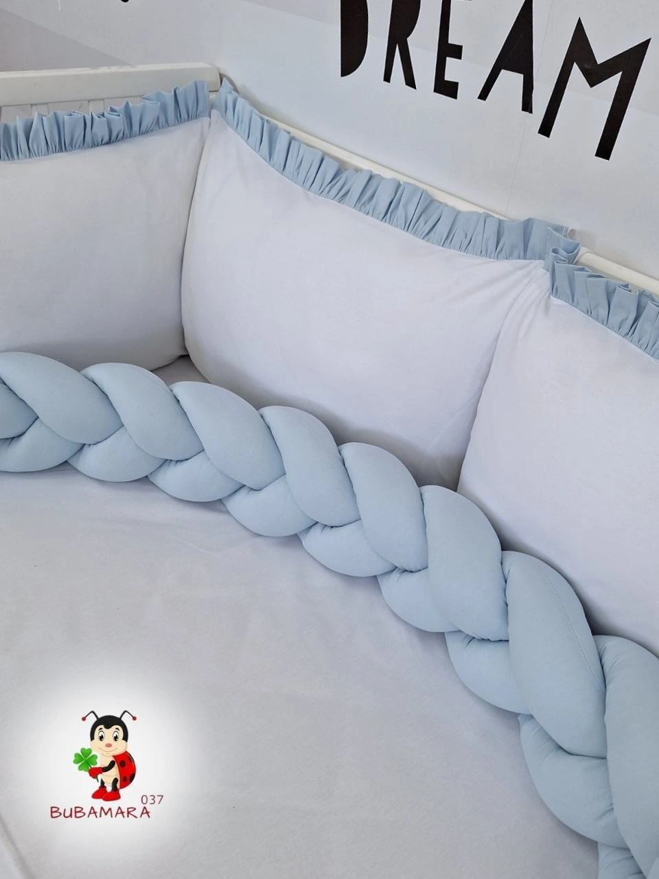 Bubamara037 Pletenica za krevetac, trostruka 360cm, Plava