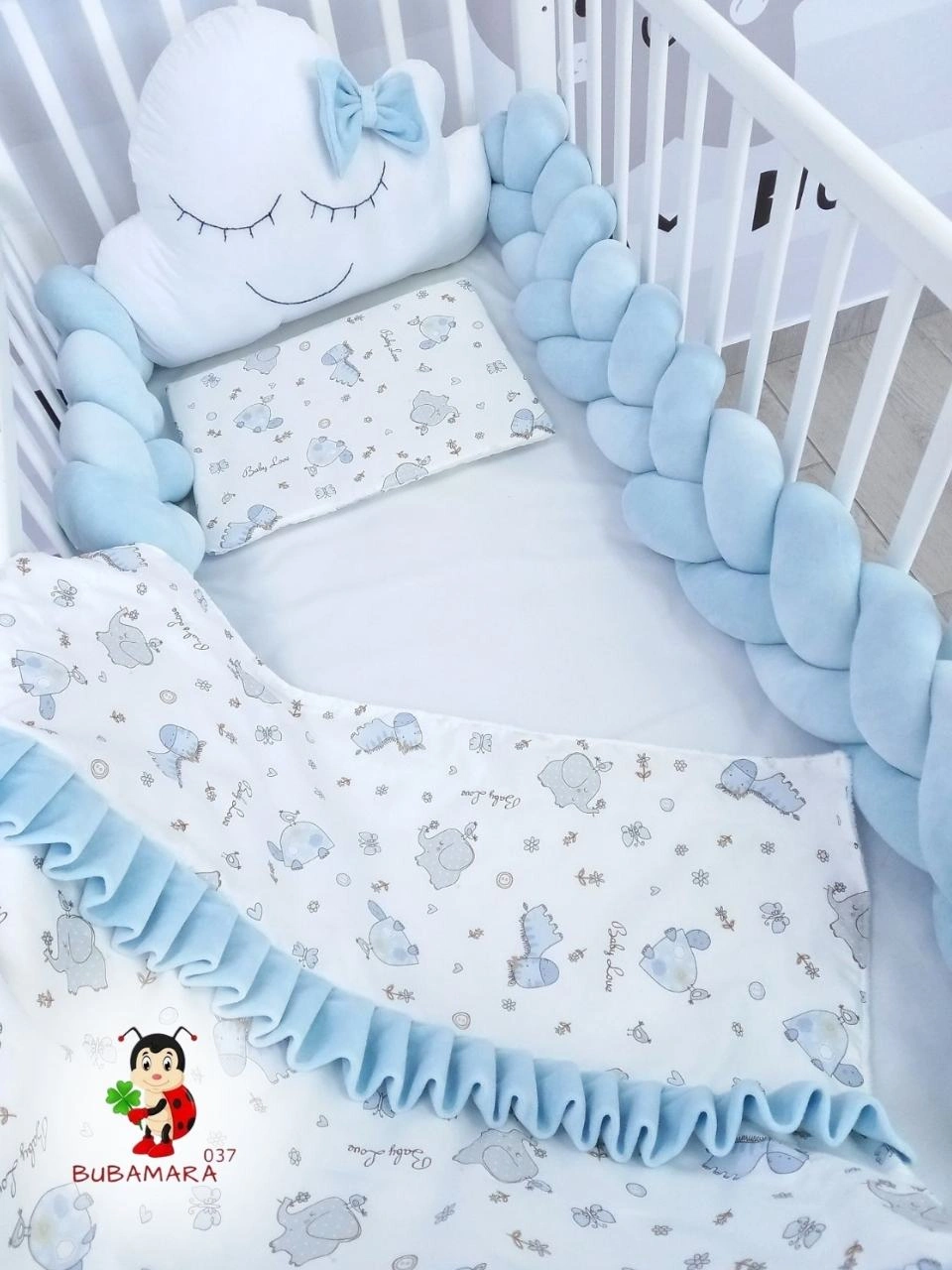 Bubamara037 Pletenica za krevetac, Trostruka, 180cm, Plava