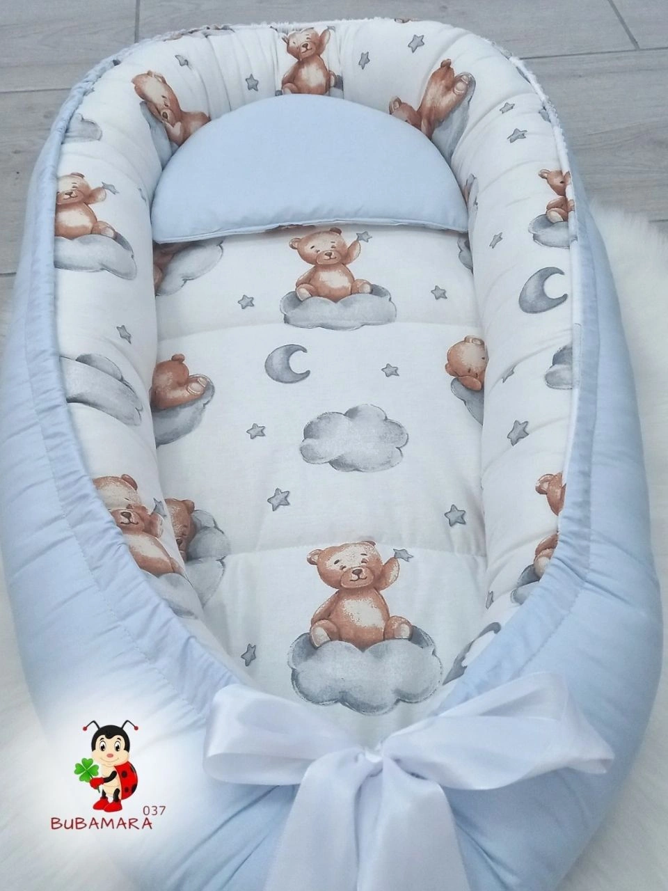 Bubamara037 Gnezdo za bebe Medvedić, Plavo