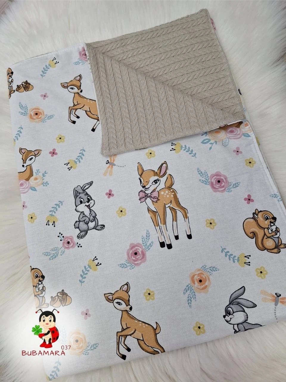 Bubamara037 Pokrivač za bebe Bambi, Belo-Bež