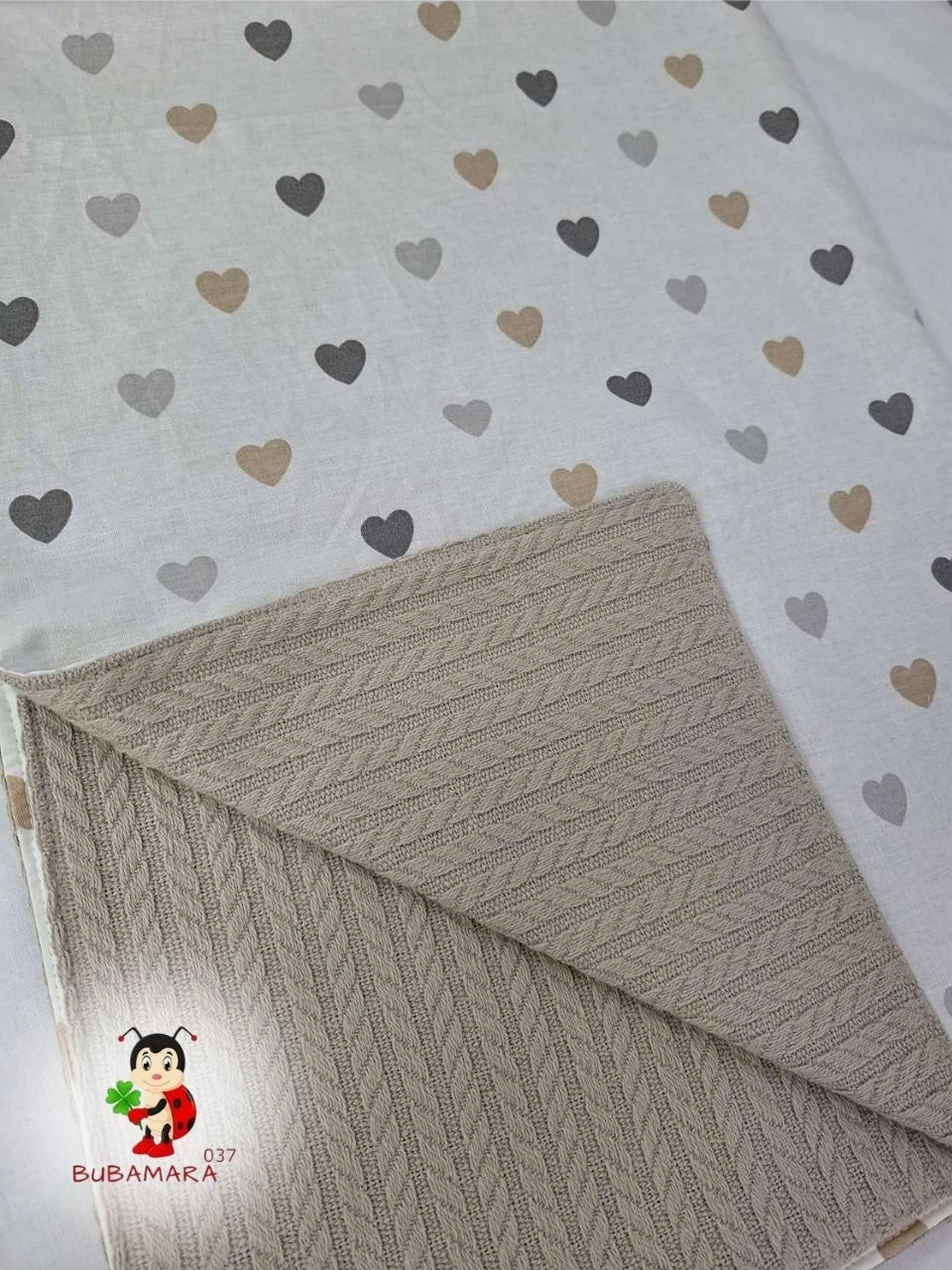Bubamara037 Pokrivač za bebe Srca, Belo-Krem