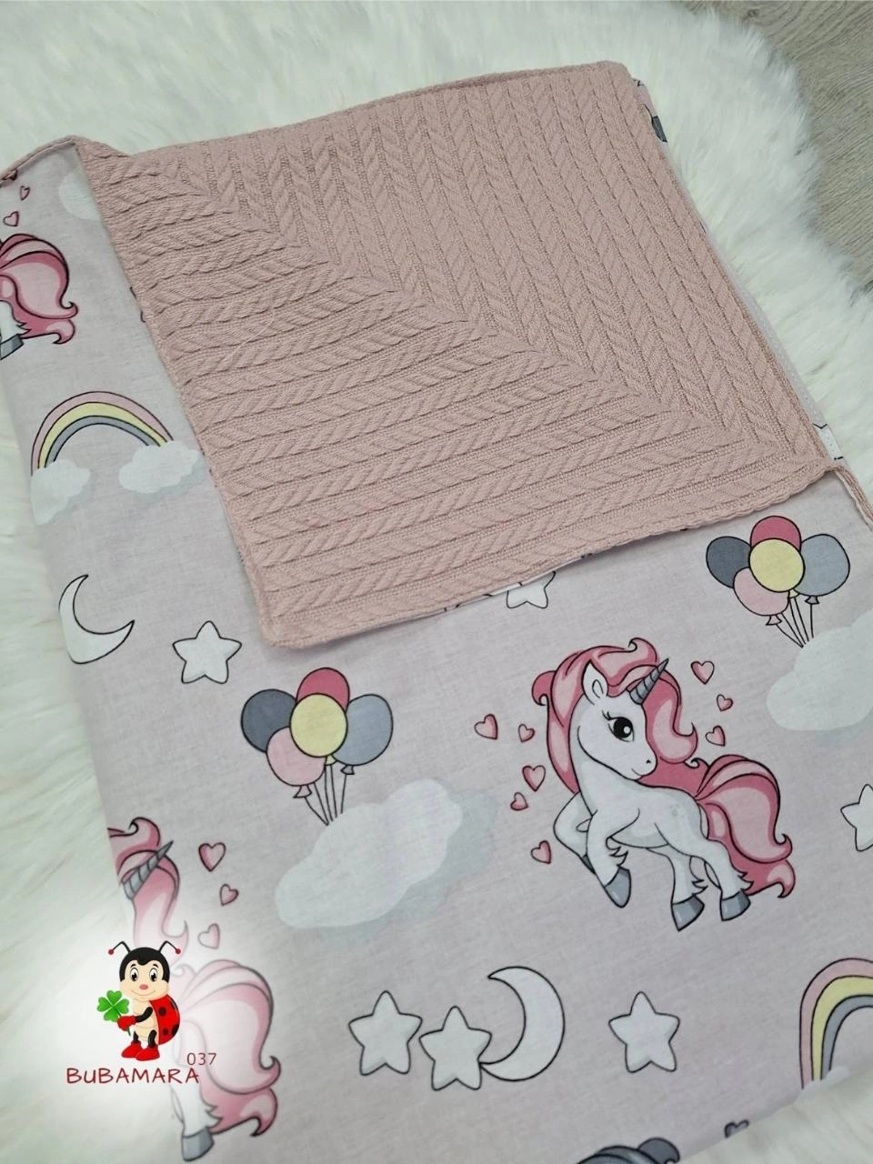 Bubamara037 Pokrivač za bebe Jednorog, Roze