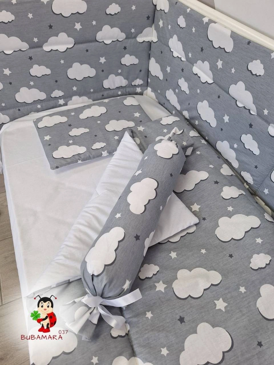 Bubamara037 Set za krevetac sa ravnom ogradicom, 120x60cm, Šareni
