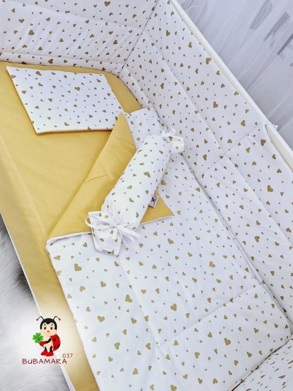 Bubamara037 Set za krevetac sa ravnom ogradom Glitter, Sa lastišem