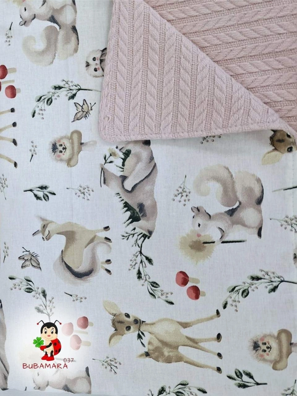 Bubamara037 Pokrivač za bebe Životinje, Belo-Bež