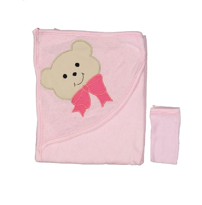 Set za kupanje Peškir sa rukavicom za bebe, Svetloroze