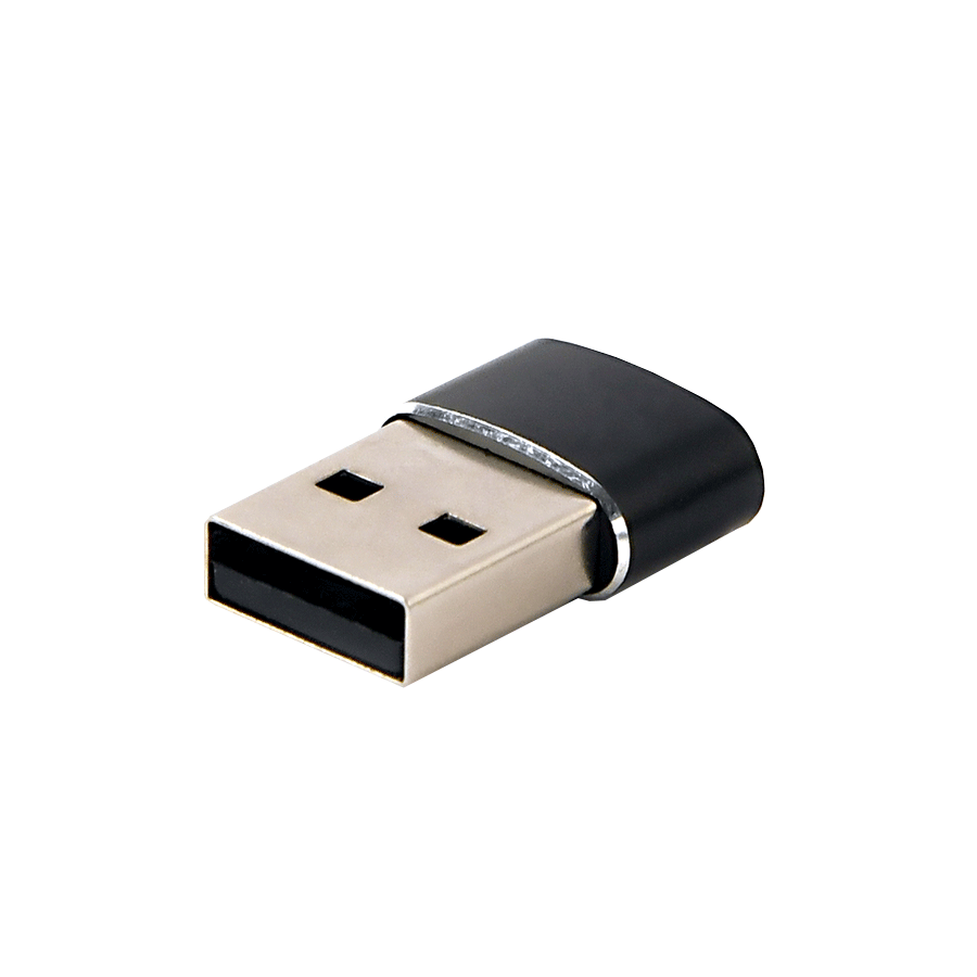 USB 2,0 adapter USB2.0 AM to Type-C female black, GEMBIRD A-USB2-AMCF-02