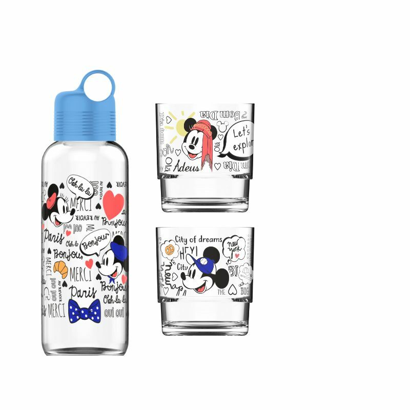 Set flašica za vodu i čaše Mickey Mouse, 3 komada, Plavi