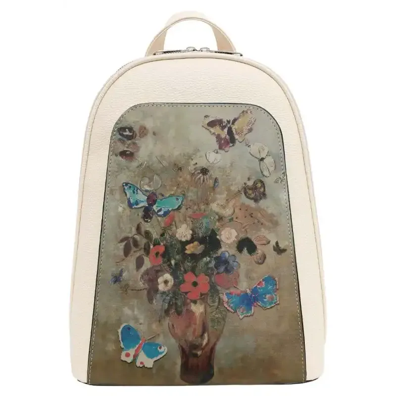 DOGO Ženski ruksak Still Life Butterflies, Krem