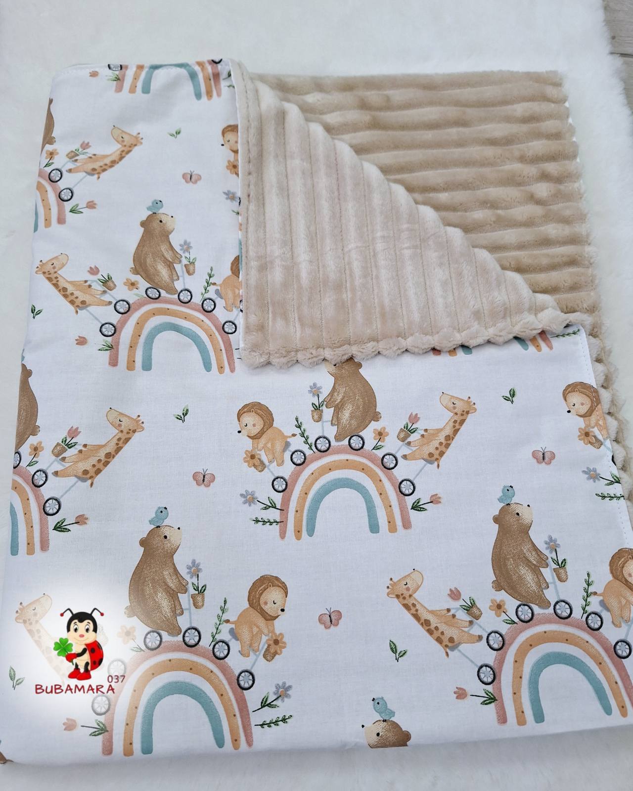 Bubamara037 Pokrivač za bebe, Krem-Beli