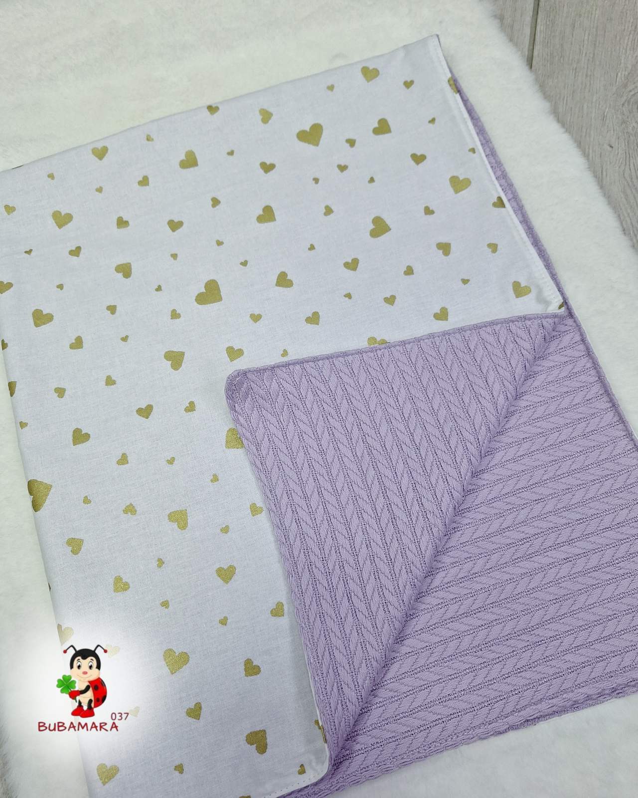 Bubamara037 Pokrivač za bebe Srca, Belo-Ljubičast