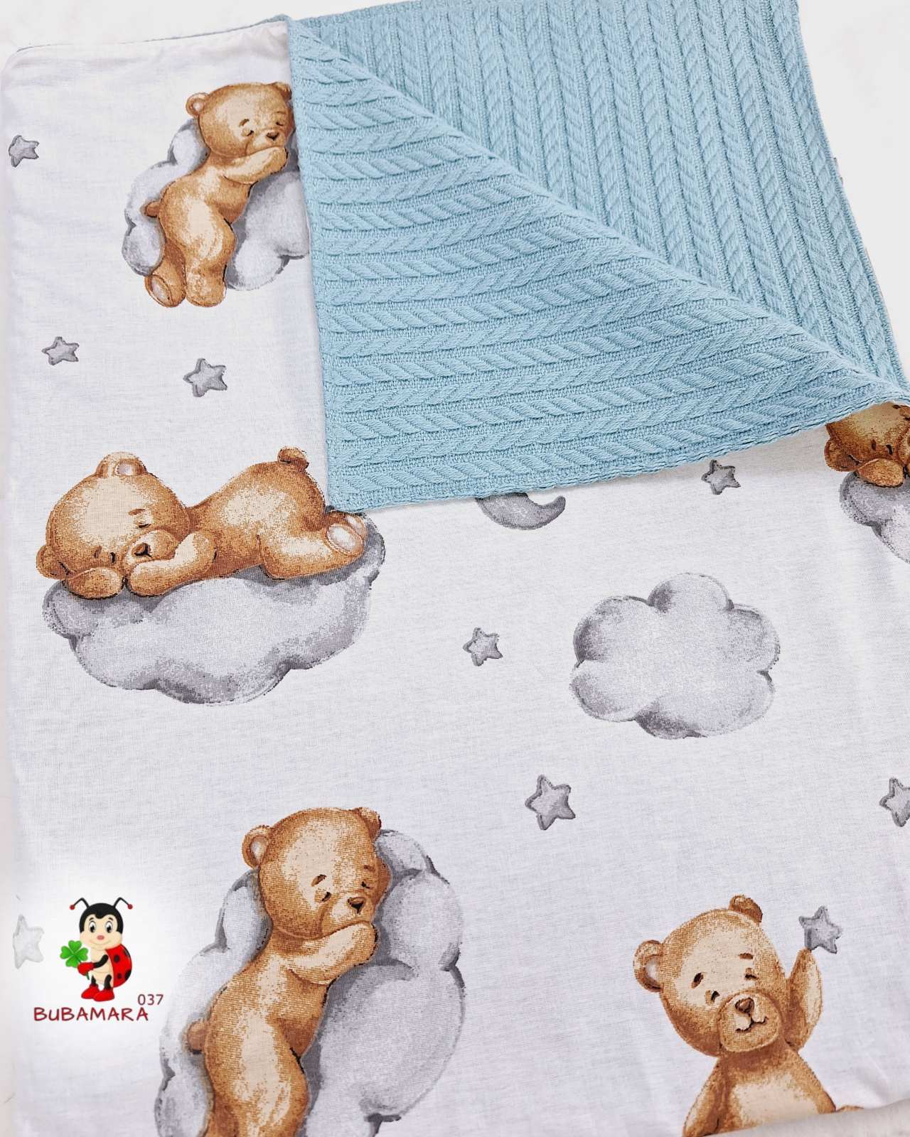 Bubamara037 Pokrivač za bebe Medvedić, Belo-Plavi