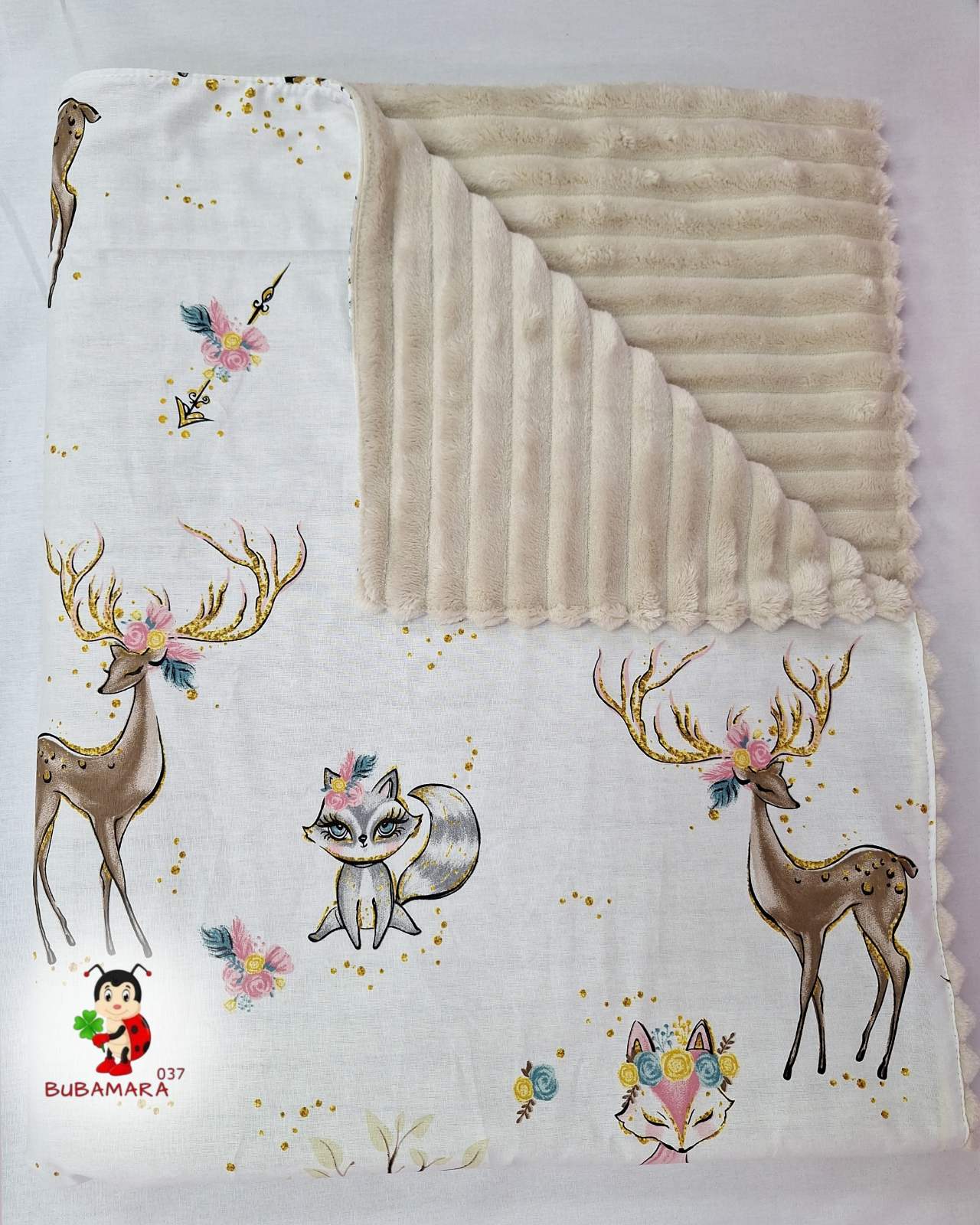 Bubamara037 Pokrivač za bebe Jelen, Krem-Beli
