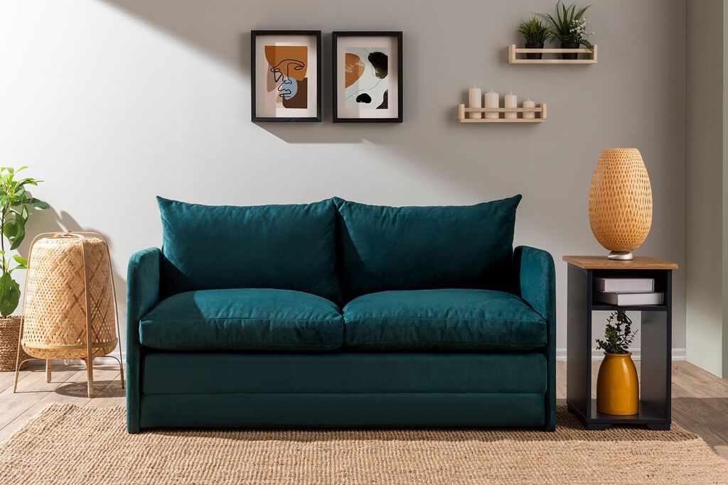 Atelier del Sofa Dvosed na razvlačenje Saga XL, 148x70x66 cm, Petrolej
