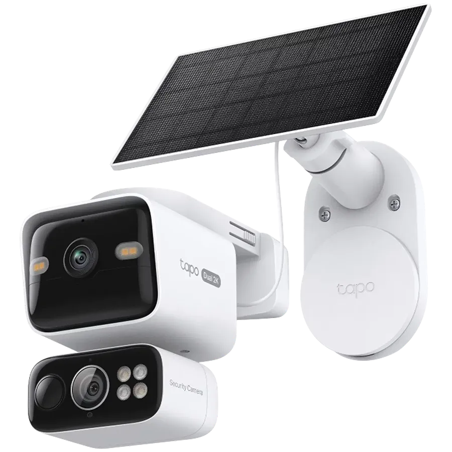 TP-Link Tapo C645D KIT Solar-Powered Dual-Lens Pan/Tilt Security Camera Kit, 2K 3MP(2304x1296 and 2K 3MP(2304x1296), 2.4 G and 5GHz, 10000mAh rechargeable lithium-ion battery,  Solar panel(5.