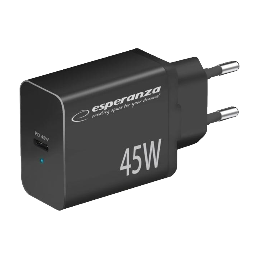 Esperanza USB punjač Type-C fast charger 45W USB-C PD, black