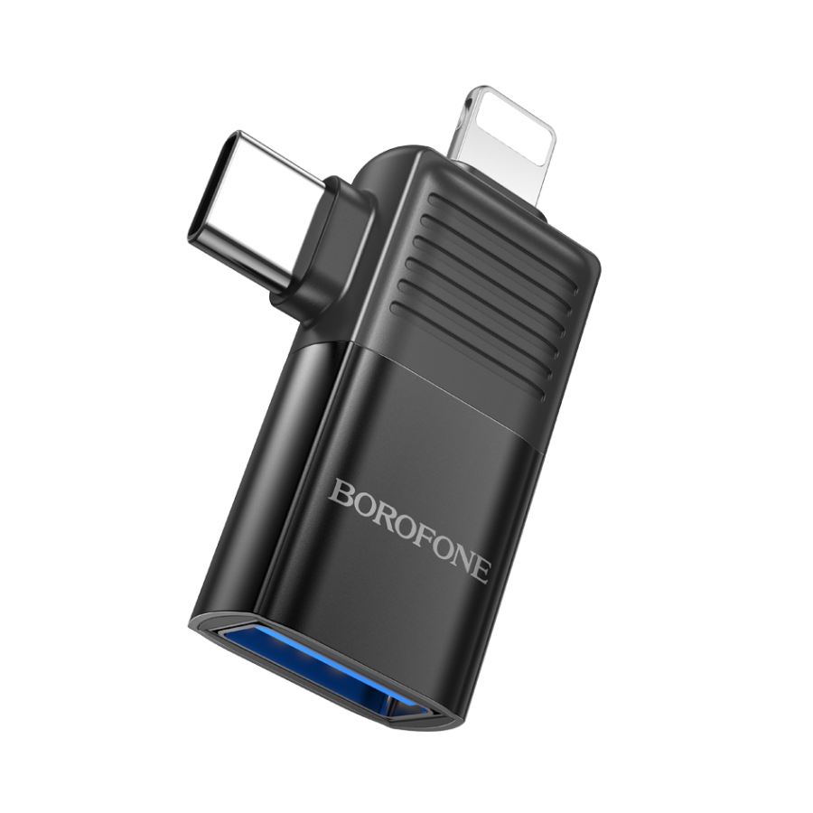 Borofone USB adapter BV18 iPhone/lightning male to Type-C male + USB female 2-in-1
