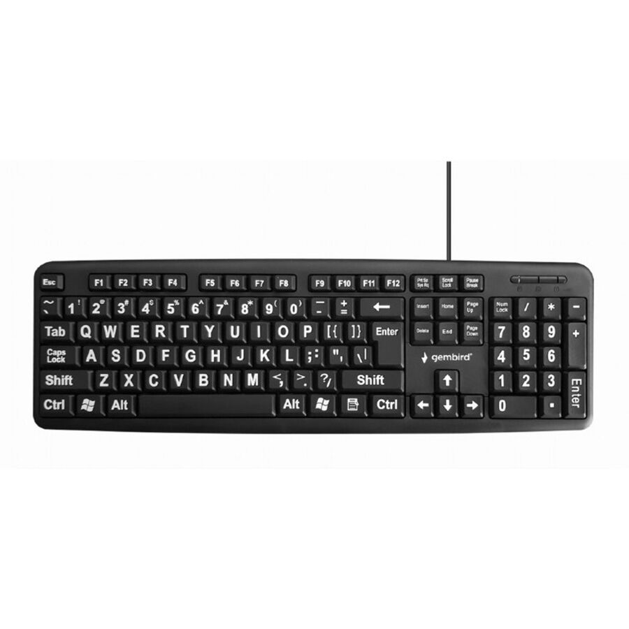 Gembird Tastatura sa Velikim Slovima, KB-US-103, Standard Keyboard, USB, US Layout, Black