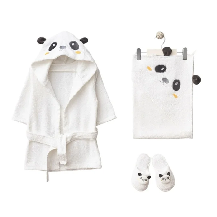 Set za bebe Bade mantil, peškir i papuče 253601, Beli